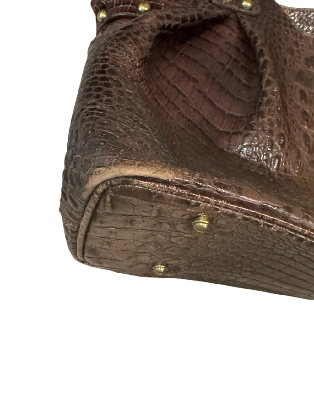 Brahmin Dagny Melbourne Croc Embossed Brown Satchel & Wallet Set